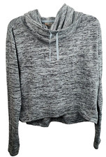 Zella Womens Dance Vibes Hoodie Medium Green Marled Crop Cowl Neck Activewear