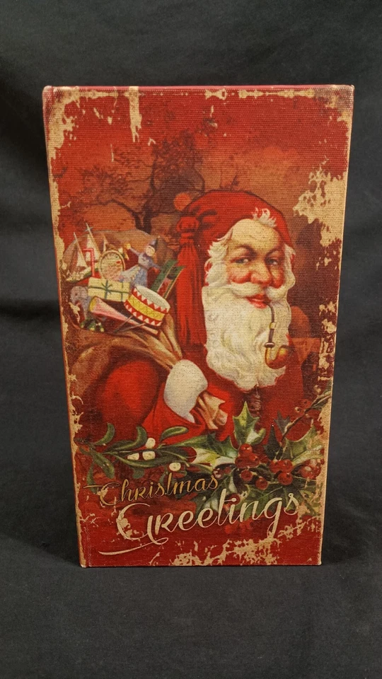 Old World Santa Wooden Storage Stash Box - Christmas Greetings Wood  9x5 Inch - Image 2 of 4