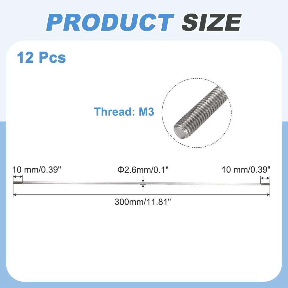 M3 Rod 12Pcs Pushrod Connector Linkage M3 Double End RC Servo Push Rods 300mm ...