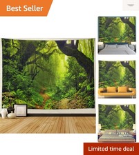 Misty Forest Tapestry Nature Green Tree Wall Tapestry Virgin Rainforest Lands...