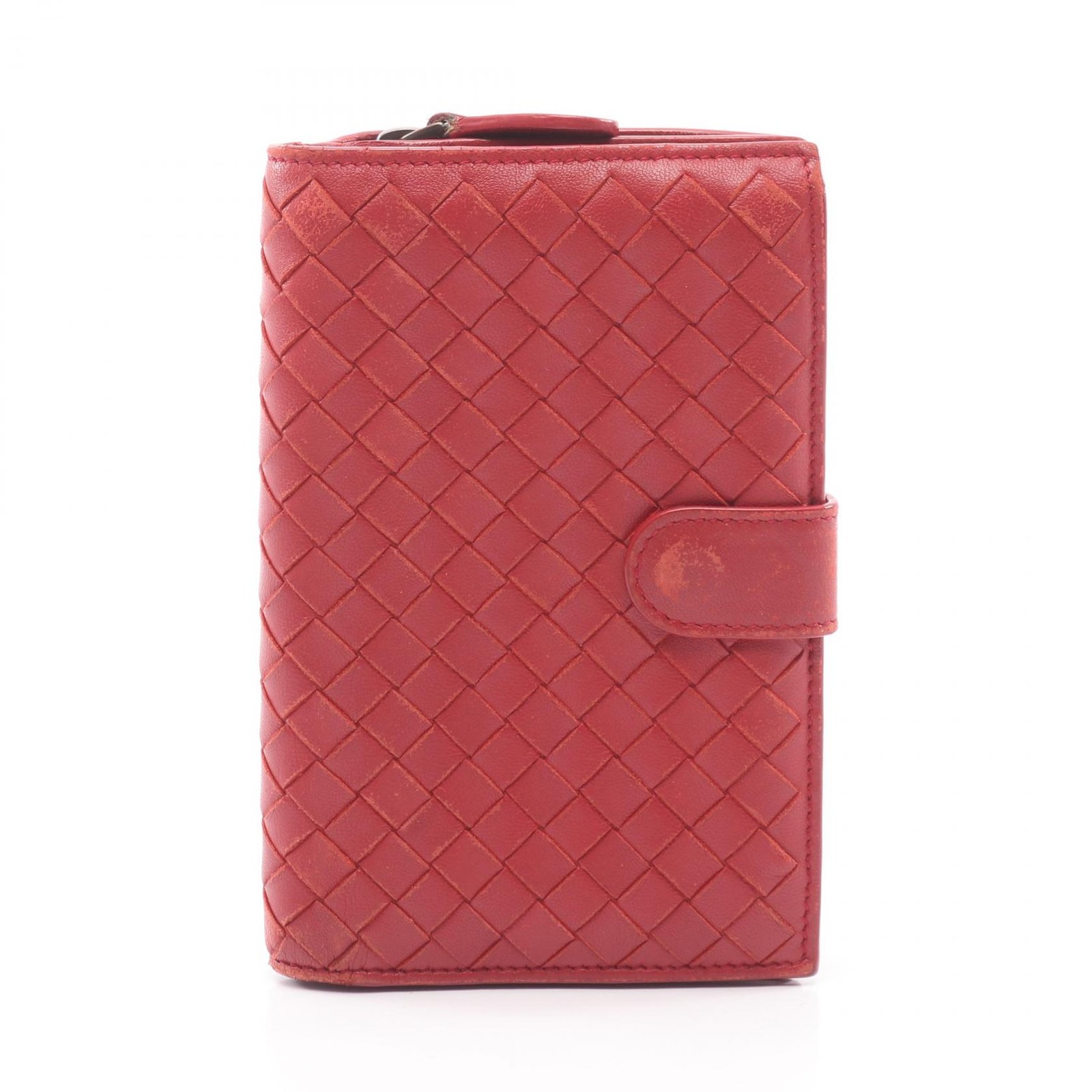 Bottega Veneta  Intrecciato Bifold Wallet Leather Red Used