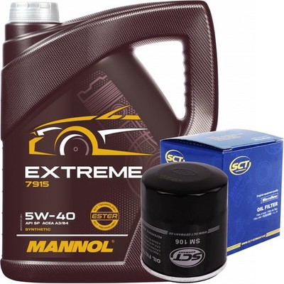 SCT ÖLFILTER + 5 LITER MANNOL 5W-40 EXTREME ESTER MOTORÖL API ACEA A3 B4 5W40 ÖL