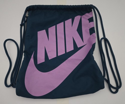 Nike Heritage Drawstring Zipper Pocket Backpack Gym Training Bag Teal/Pink