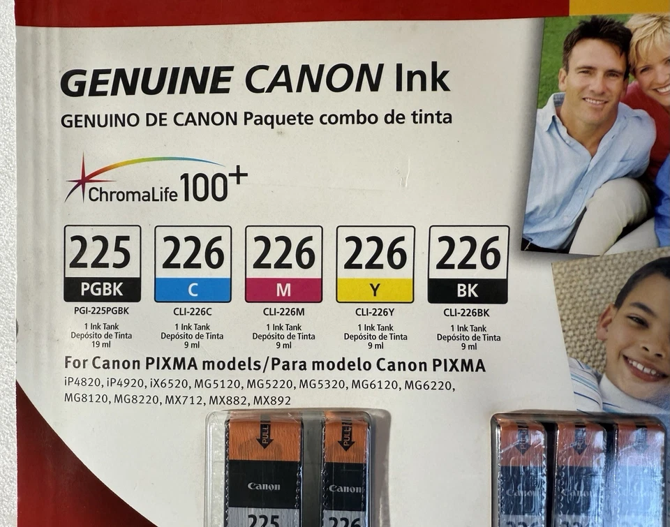 New 5 Pack Canon PGI 225/CLI 226 Cartridges Black Cyan Magenta Yellow 566345 Blk - Image 3 of 4