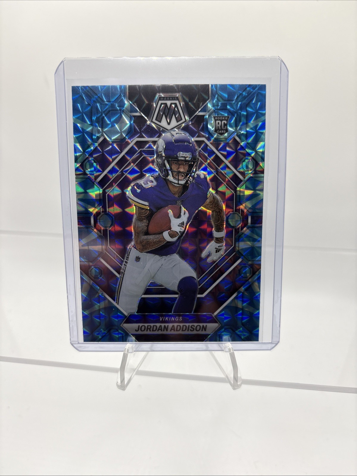 2023 Panini Mosaic - Rookies Jordan Addison #337 Reactive Blue Mosaic Prizm (RC)