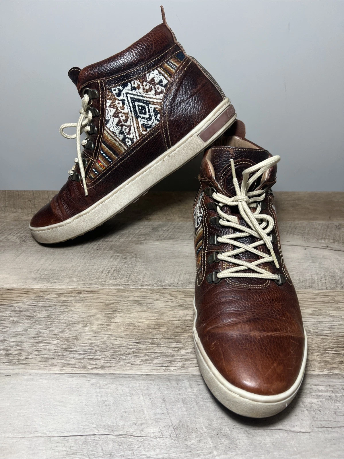 Inkkas Mens Size 13 Aztec Camping Boot Hiking Collar Leather Low Top Brown