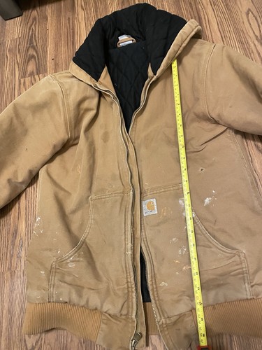 Carhartt Jacket Youth XL (18/20) Light Brown Lined Hooded Carhartt Coat - Picture 4 of 9