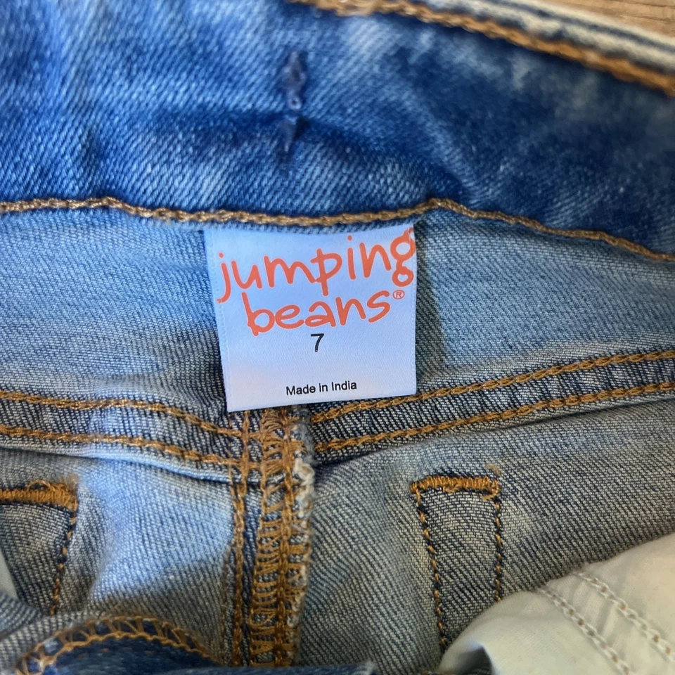 Jumping Beans Denim Bermuda Shorts Jean Distressed Adjustable Waist Youth Girls - Image 2 of 3