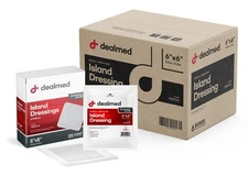 Dealmed Sterile Bordered Gauze Island Dressings – 150 Count, 6" x 6" Gauze