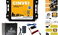 Trailer Brakes Breakaway Kit with Charger, LED Indicator, Switch, 12V 5AH