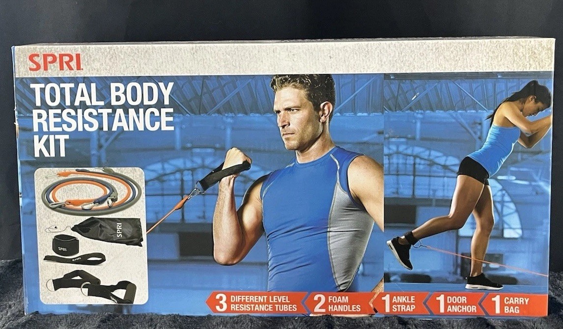 SPRI Total Body Resistance Kit - Portable Home Gym Strength Training Set