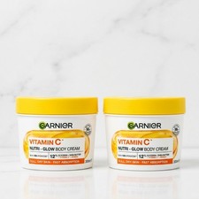 2x Garnier Vitamin C Nutri Glow Body Cream 380ml for Dry Dull Skin