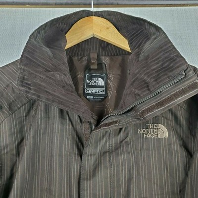 THE NORTH FACE CRYPTIC Small Mens HyVent Brown Striped Parka Jacket Shell