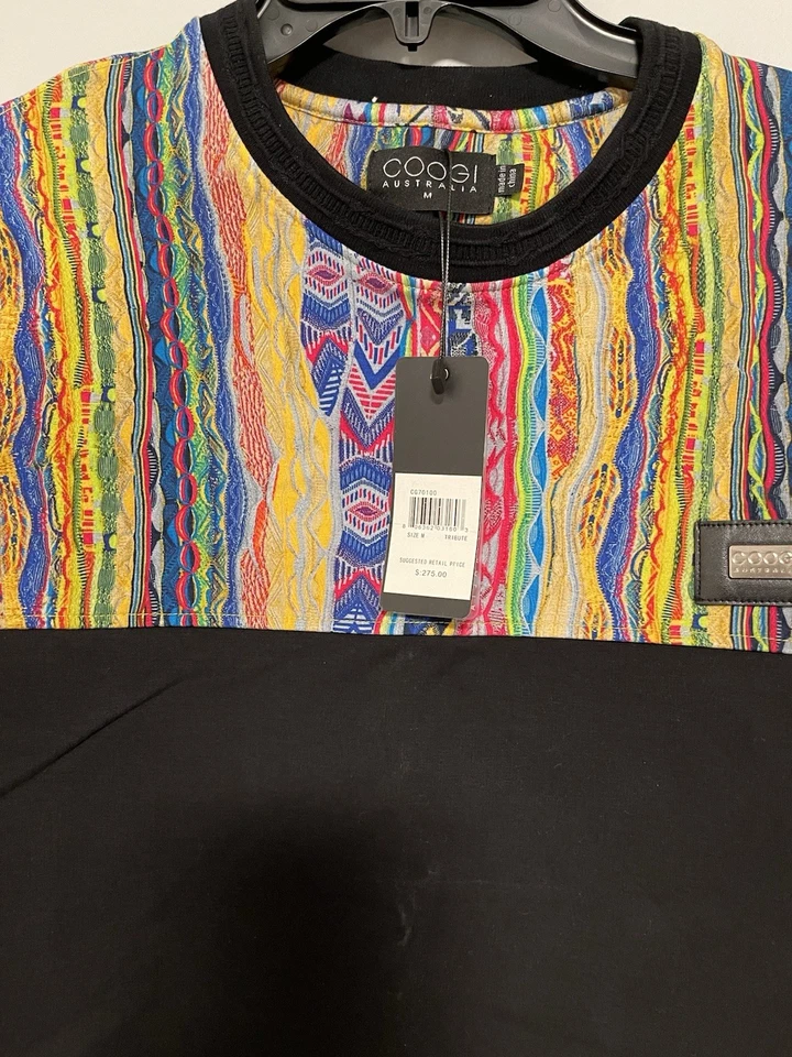 Coogi Australia Tribute polar cuello redondo para hombre mediano negro/multi Foto 3 de 4