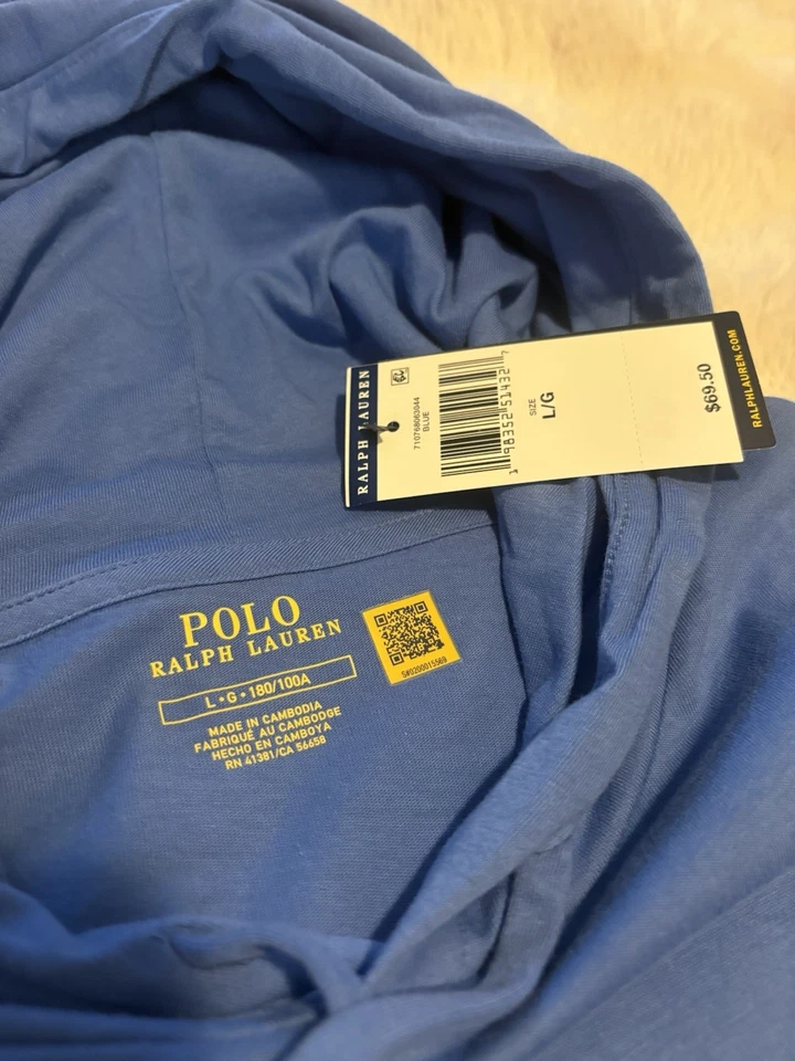 Polo Ralph Lauren Men's L Blue Pullover Hoodie Hooded Long Sleeve Emb Polo Pony - Image 3 of 4