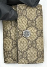 Vintage Gucci GG Supreme Key Case Trifold 6 Hook Beige Brown Canvas Good UC