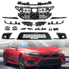 17PCs Grille Kit Front Bumper Bracket Fog Light For 2022-2024 Honda Civic Sedan