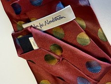 John W. Nordstrom Tie 100% Silk Hand Made in USA Polka Dot Multi Color