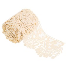4-Inch Wide 5 Yard Lace Ribbon Floral Pattern Light Beige Milk Silk Lace Trim