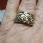 Vintage SS 925 Ring with Diamond Accents, White Stones, Gold Tone, 6.07g