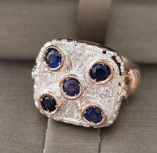 Saphir + Diamant 9 Karat Rosé-Gold + Silber ...
