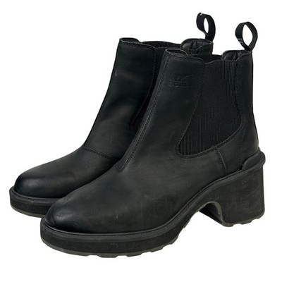 Sorel Women's Hi-Line Chelsea Boots 10 Platform Heeled Waterproof Black Platform
