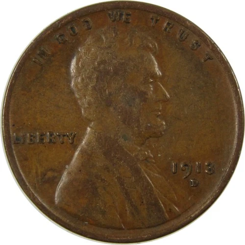1913 D Lincoln Wheat Cent VF Very Fine Penny 1c Coin SKU:I26236