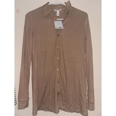 Isabel Maternity Ingrid & Isabel Women's Long Sleeve Tan Button Down Size S NWT