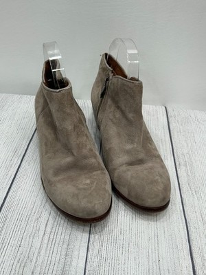 Sam Edelman Ankle Boots Womens 7.5 Gray Leather Side Zip Block Heel