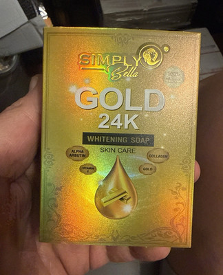 Simply Bella Gold 24K Whitening Soap 100g for Face & Body, Unscented