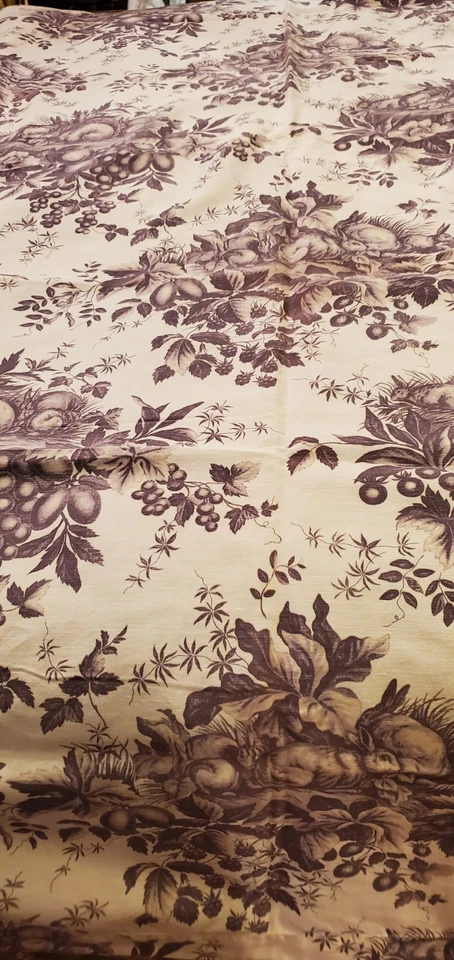 Williams Sonoma Lila Conejitos Fruit Toile 70"x90" Mantel Algodón/Lino NUEVO Foto 2 de 4