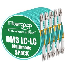5 PCS 0.5M 1.6ft OM3 LC To LC Fiber Patch Cable Multimode 50/125m 10G/40G