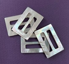 4 Vintage Iridescent White Mother of Pearl Slides/Buckles
