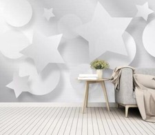3D Gray Stars ZHUB2495 Wallpaper Wall Mural Removable Self-adhesive Ann