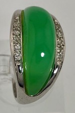 Ring Weißgold 585 mit Chrysopras Cabochon