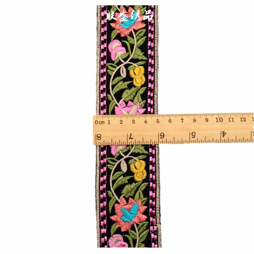 1Yard Embroidered Lace Trim Flower Sew on Ribbon Clothing Sewing Edge Fringe DIY - Picture 17 of 25