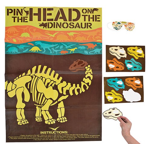 DINOSAURIER Geburtstag PARTY SPIEL Poster Aufkleber Augenbinde 2-8 Spieler Dino Dig Knochen - Bild 2 von 2