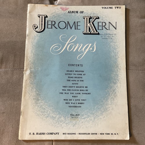 Piano chord Music Sheet Book Volume 2 Album of Jerome Kern Songs Vintage 1942