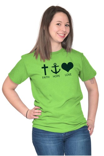 Christian Faith Cross Hope Anchor Love Heart Womens Graphic Crewneck T Shirt Tee - Picture 5 of 10