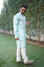 Men Kurta Set Pakistani Kurta Pyjama Indian Suits Wedding Party Groom Sherwani