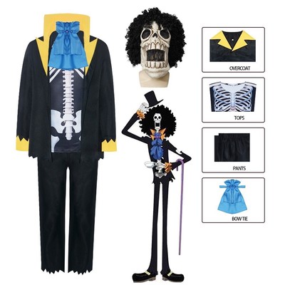 Anime Burukku Cosplay Costume Brook Revive-Revive Fruit Wig Skull Print Uniform