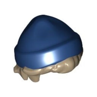 LEGO Minifig, Hair w/ Hat Short Tousled with Dark Blue Beanie Cap 