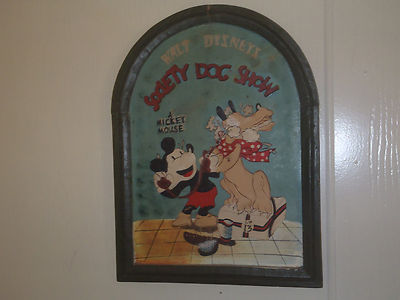 Extremely Rare! Walt Disney Mickey Mouse Washing Pluto Old Wooden 