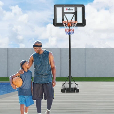 ZELUS 1,35-3,05m Korbanlage Basketballständer Basketballkorb höhenverstellbar m.Roller