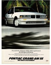 1986 Pontiac Grand Am Se White 2-door Coupe Vintage Ad 1986 Pontiac Grand Am Se White 2-door Coupe Vintage Ad