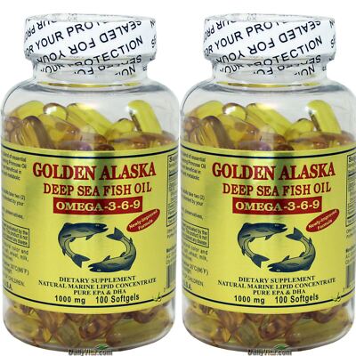 2 x Gold Vitamin Golden Alaska Deep Sea Fish Oil Omega 3 6 9 1000 mg 100 SG