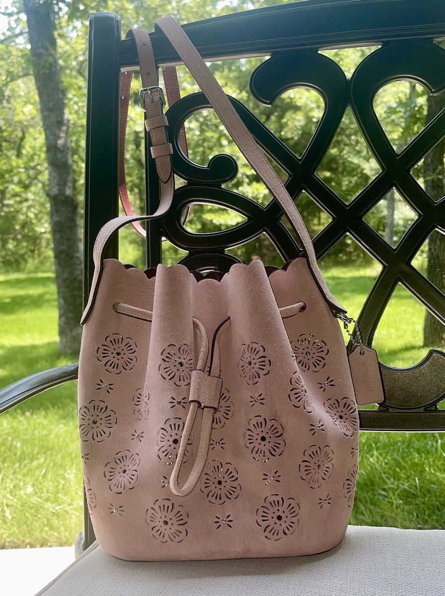 Coach 25193 Bucket Bag Pink TEA ROSE Suede Crossbody | eBay Coach 25193 Bucket Bag Pink TEA ROSE Suede Crossbody | eBay