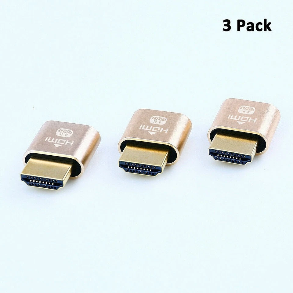 3 Pack HDMI Dummy Plug 4K Display Emulator Windows Mac OSX Linux fit-Headless - Image 2 of 4