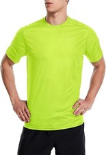 Men's Workout Shirts Lightweight Sun Protection SPF Medium, Neon Yellow/Green