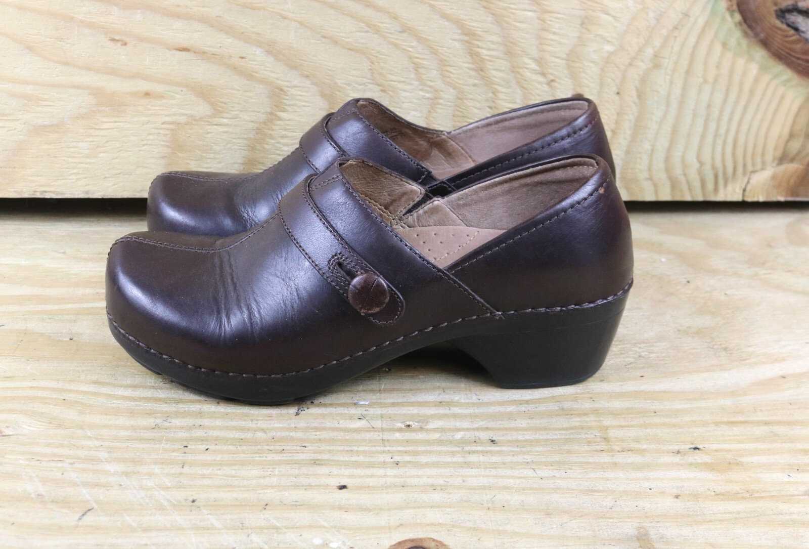Dansko Womens 39 Brown Leather Solstice Clogs Comfort Mules 8.5-image